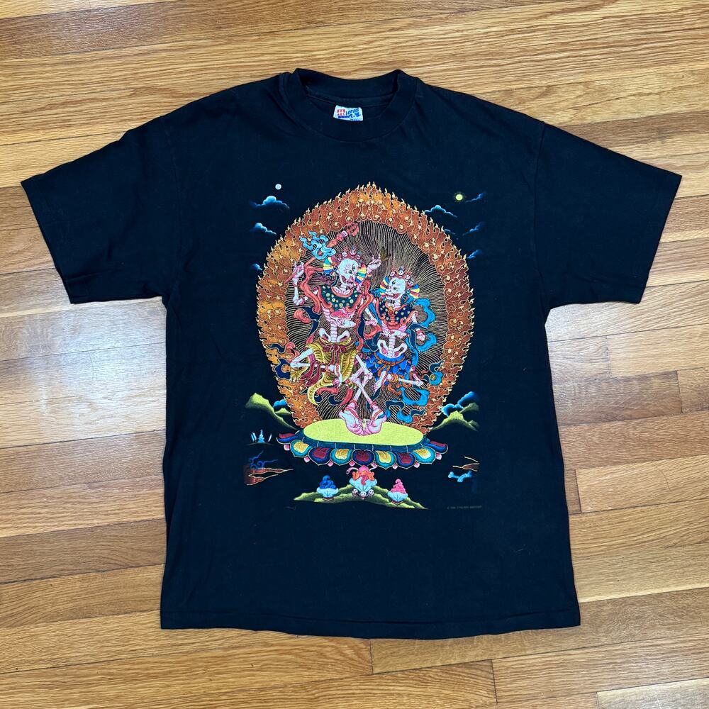 RARE Citipati Lords of the Cemetery Graphic T-Shirt Mens L Buddhism Vintage 1993